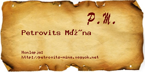 Petrovits Mína névjegykártya